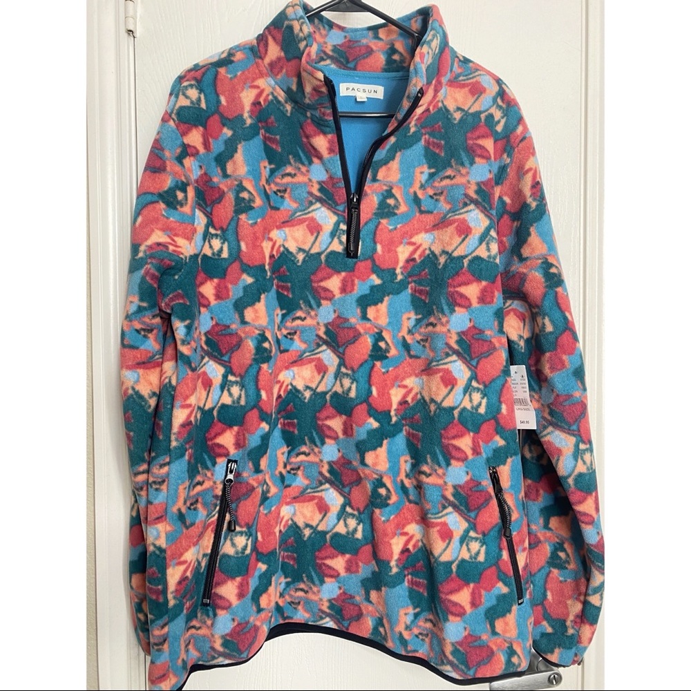 NWT PACSUN Printed Half Zip Fleece Pullover